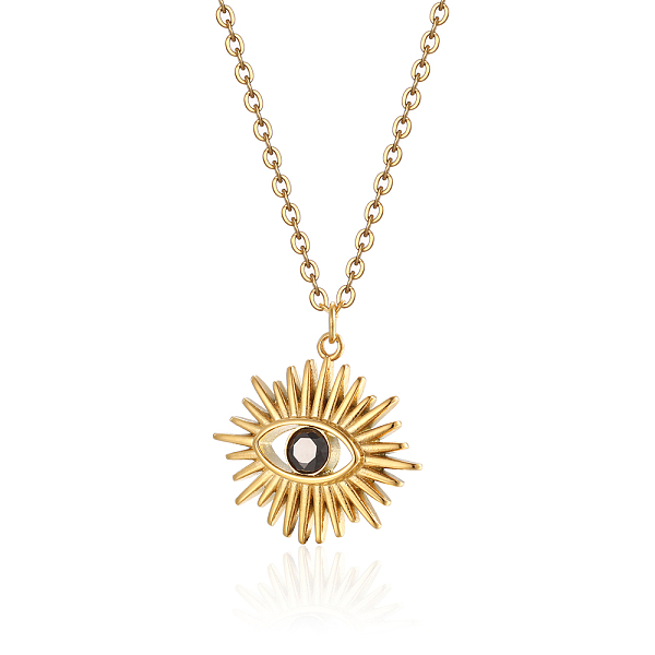 

PandaHall Eye Pattern Pendant Necklaces, Stainless Steel Cable Chain Necklaces for Women Stainless Steel Eye