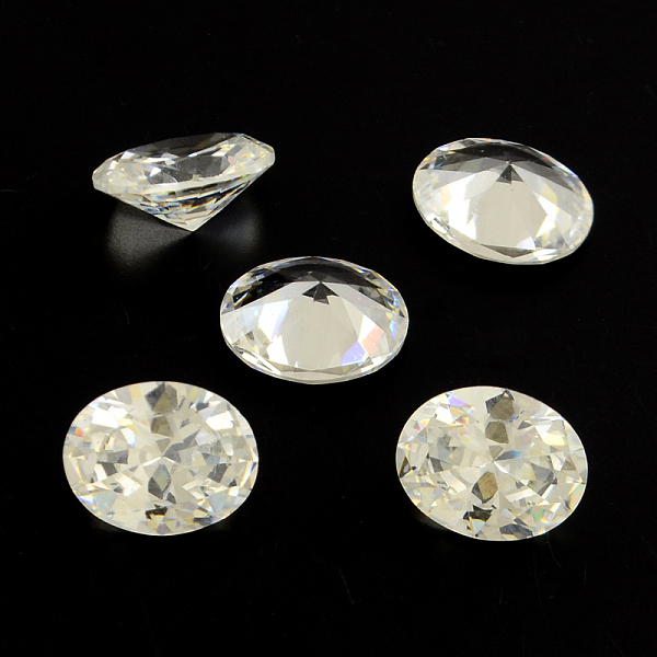 

PandaHall Oval Shaped Cubic Zirconia Pointed Back Cabochons, Faceted, Clear, 14x10mm Cubic Zirconia Oval Clear