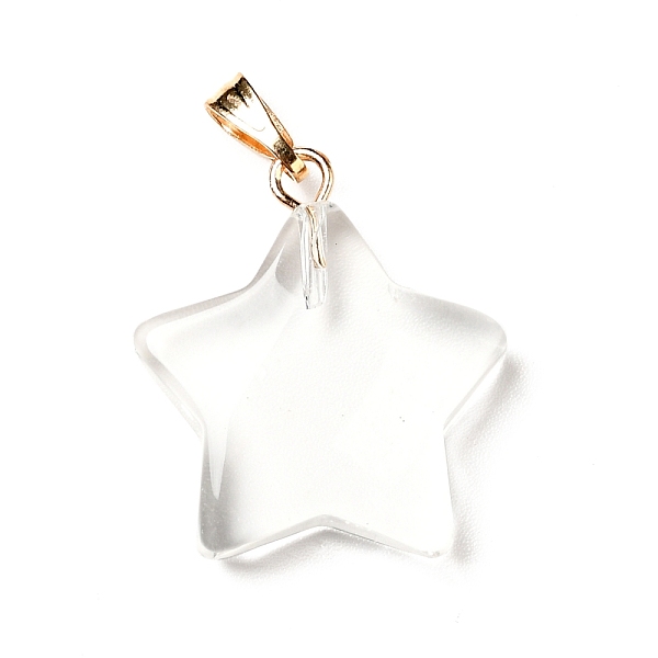 

PandaHall Glass Pendants, with Golden Plated Iron Findings, Star, Clear, 23x20x6mm, Hole: 6x2mm Iron+Glass Star Clear
