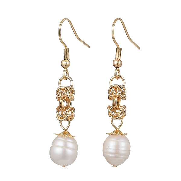 

PandaHall Oval Natural Pearl Dangle Earrings, Golden, 46x9mm Pearl Oval