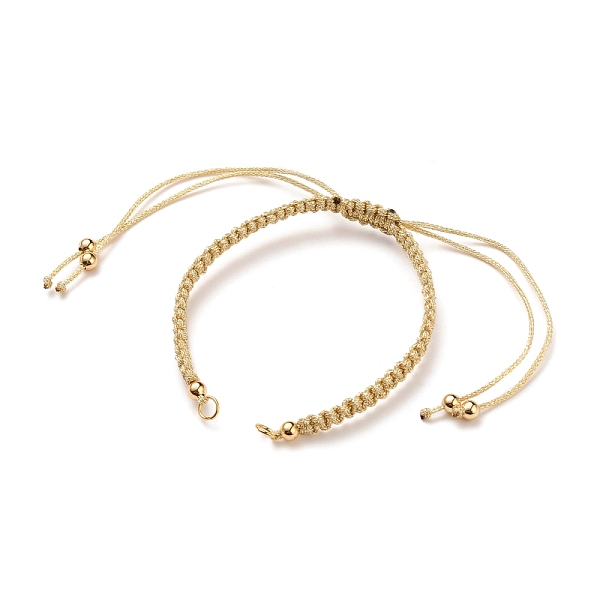 

PandaHall Adjustable Braided Polyester Cord Bracelet Making, with 304 Stainless Steel Open Jump Rings, Round Brass Beads, Wheat, Single..., Orange