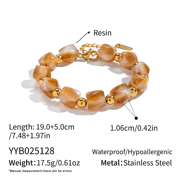 10.6MM Vintage Resin Polygon Beaded Bracelets