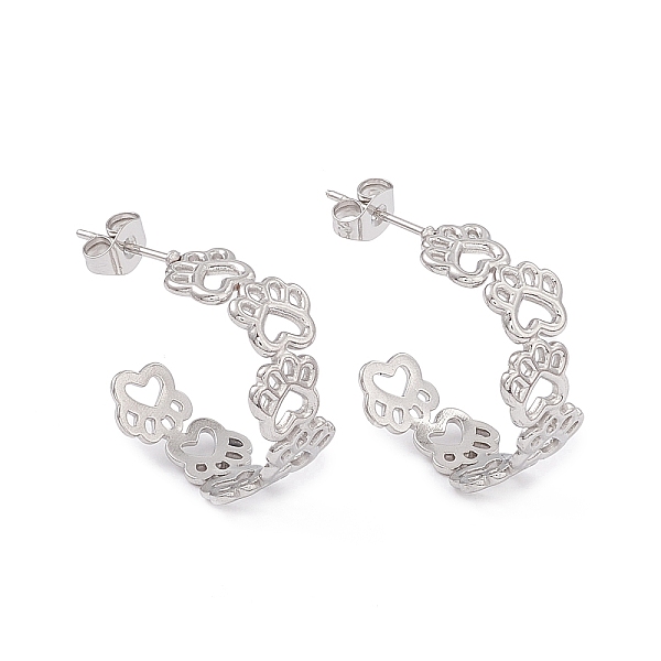 

PandaHall 304 Stainless Steel Bear Paw Print Wrap Stud Earrings for Women, Stainless Steel Color, 21x9.5mm, Pin: 0.8mm 304 Stainless Steel...