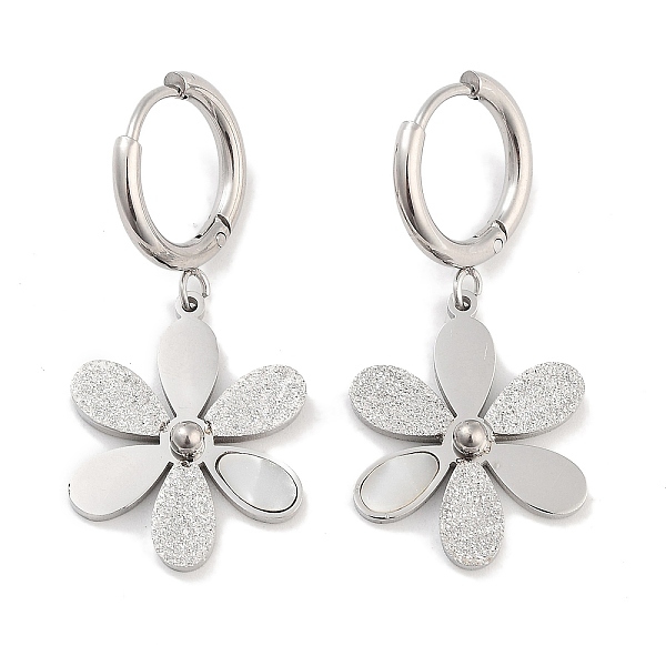

PandaHall Texture Flower 304 Stainless Steel Shell Dangle Earrings, Hoop Earrings for Women, Stainless Steel Color, 36x16.5mm 304 Stainless...