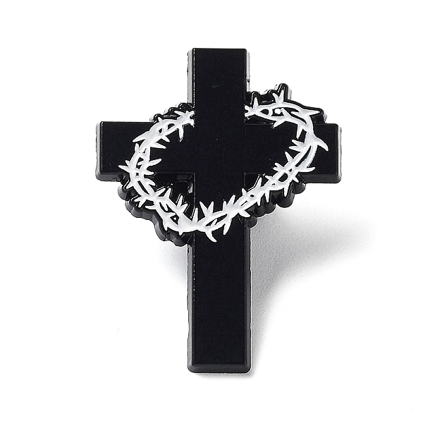 

PandaHall Religion Enamel Pins, Black Alloy Brooch for Backpack Clothes, Cross, Ring, 30.5x22.5x1.5mm Alloy+Enamel Ring Black