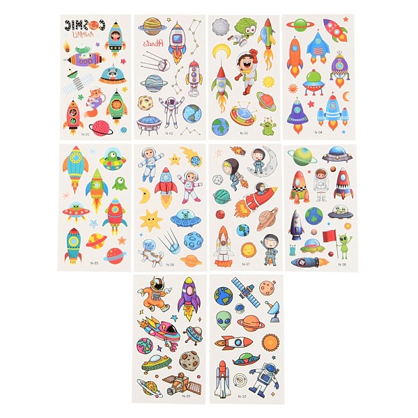

PandaHall Cartoon Body Art Tattoos, Temporary Tattoos Paper Stickers, Space Series, Mixed Color, 12x6.8x0.025cm, Stickers: 4~50x4~32mm..., Multicolor