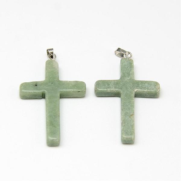 

PandaHall Natural Jade Gemstone Pendants, with Brass Findings, Cross, 38~40x25~26x5~6mm, Hole: 5x2mm Jade Cross