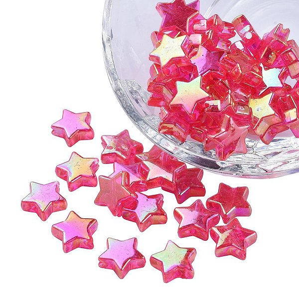 

PandaHall Eco-Friendly Transparent Acrylic Beads, Star, AB Color, Pale Violet Red, 10x4mm, Hole: 1.5mm, about 100pcs/bag Acrylic Star Pink