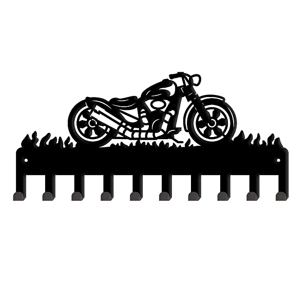 

PandaHall SUPERDANT Black Metal Key Holder 10 Hooks Motorcycle Pattern Iron Wall Mounted Hooks for Bag Clothes Key Towel Hanging Wall...