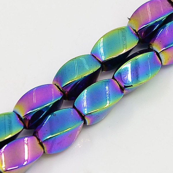 

PandaHall Magnetic Synthetic Hematite Beads Strands, Twist, Multi-color Plated, 7x4mm, Hole: 1mm, 15.7 inch Magnetic Hematite Twist