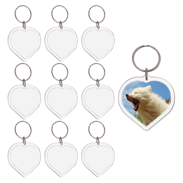 

PandaHall 30 sets Acrylic Photo Snap in Keychain 49x50x5mm Heart Custom Blank Photo Keyring DIY Picture Frames Clear Acrylic Heart Clear