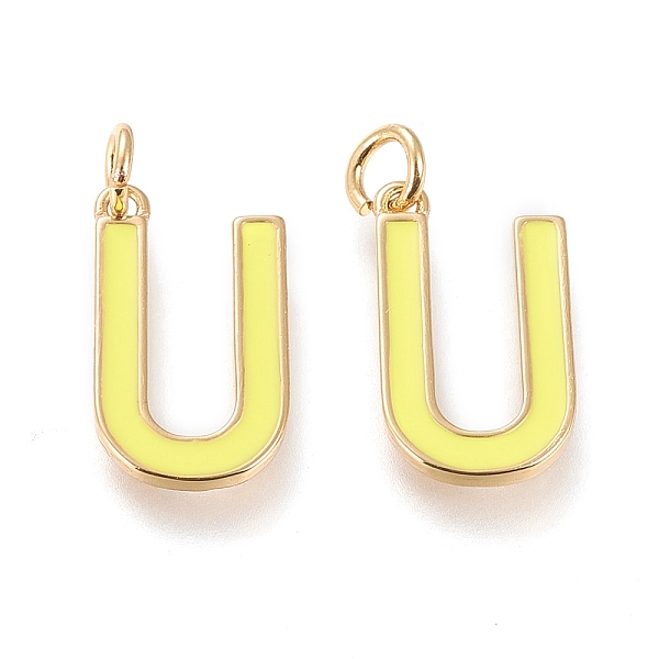

PandaHall Brass Enamel Pendants, with Jump Ring, Long-Lasting Plated, Real 18K Gold Plated, Letter.U, Champagne Yellow, Letter.U, U...