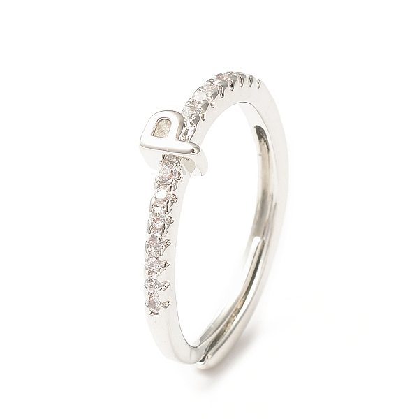 

PandaHall Clear Cubic Zirconia Initial Letter Adjustable Ring, Platinum Brass Jewelry for Women, Letter.P, Inner Diameter: 18mm Brass+Cubic...
