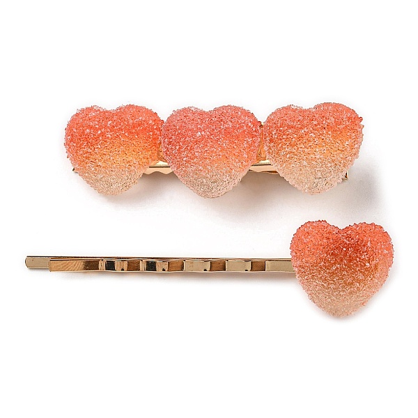 

PandaHall Gradient Heart Resin & Iron Clips Sets, Alligator Hair Clips & Hair Bobby Pins, Hair Accessories for Girls Women, Light Coral...