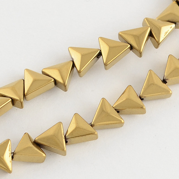 

PandaHall Electroplate Non-magnetic Synthetic Hematite Beads Strands, Triangle, Golden Plated, 7x6x4mm, Hole: 1mm, about 68pcs/strand, 15.7...