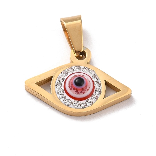 

PandaHall 304 Stainless Steel Pendants, with Polymer Clay Rhinestone and Evil Eye Resin Round Beads, 201 Stainless Steel Bails, Eye, Red...