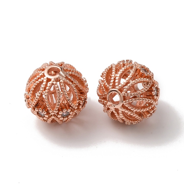 

PandaHall Rack Plating Brass Micro Pave Cubic Zirconia Beads, Cadmium Free & Lead Free, Long-Lasting Plated, Hollow-out, Round, Rose Gold...