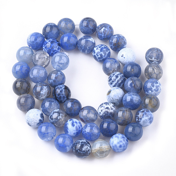 

PandaHall Natural Fire Crackle Agate Beads Strands, Dyed, Round, Cornflower Blue, 8mm, Hole: 1mm, about 46~48pcs/strand, 14.56 inch~15.15...
