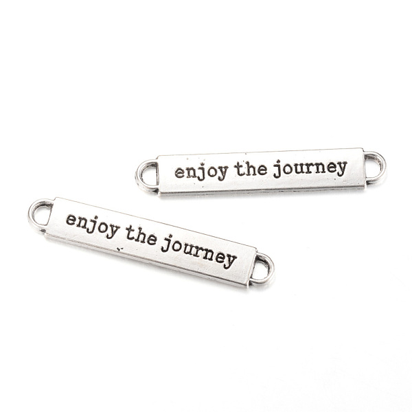 

PandaHall Tibetan Style Alloy Links connectors, Cadmium Free & Lead Free, Rectangle, with Words, Antique Silver, 50x8.5x2mm, Hole: 2.5x4mm...