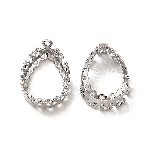 

PandaHall Brass Cabochon Settings, Open Back Bezel, Hollow Teardrop with Heart, Platinum, Tray: 14x10.5mm, 15.5x12x6.5mm Brass Teardrop
