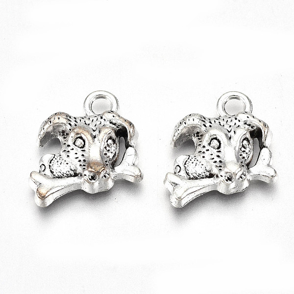 

PandaHall Tibetan Style Alloy Pendants, Lead Free & Cadmium Free, Dog, Antique Silver, 14.5x15x4mm, Hole: 2mm, about 410pcs/500g Alloy Dog
