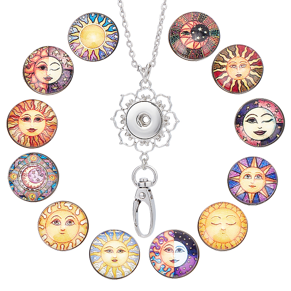 

PandaHall SUNNYCLUE DIY Half Round Pendant Necklace Making Kits, Including Brass & Glass Snap Buttons, Alloy Snap Pendant Making, 304...