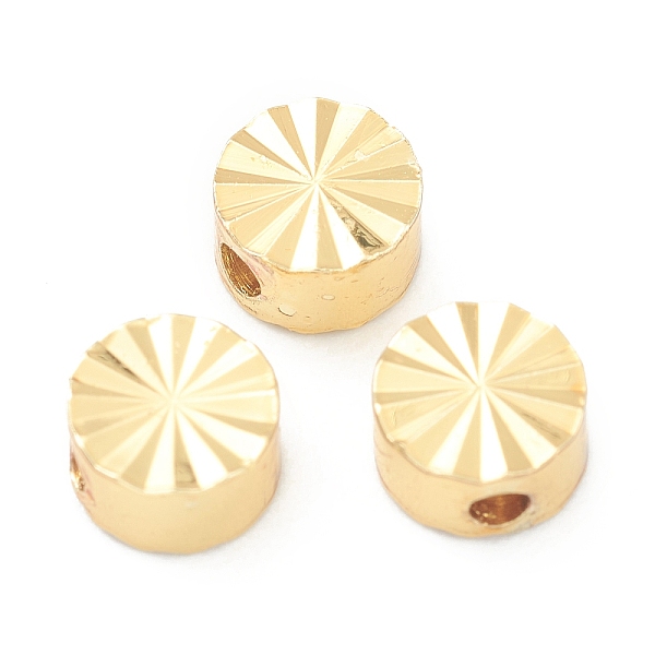 

PandaHall Brass Beads, Fancy Cut, Flat Round, Real 18K Gold Plated, 5x3mm, Hole: 1.4mm Brass Flat Round
