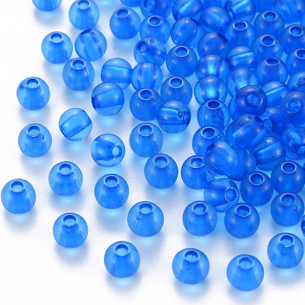 

PandaHall Transparent Acrylic Beads, Round, Deep Sky Blue, 6x5mm, Hole: 1.8mm, about 4400pcs/500g Acrylic Round
