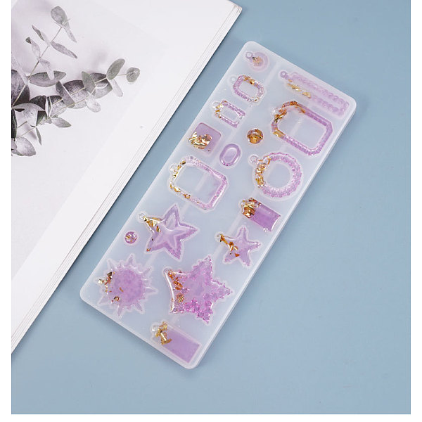 

PandaHall Mixed Shape Pendant Silicone Molds, Resin Casting Molds, For DIY UV Resin, Epoxy Resin Earring Jewelry Making, White, 160x68x7mm...