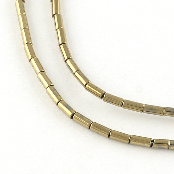 

PandaHall Column Electroplated Non-magnetic Synthetic Hematite Beads Strands, Light Gold Plated, 5x3mm, Hole: 1mm, about 82pcs/strand, 15.7...