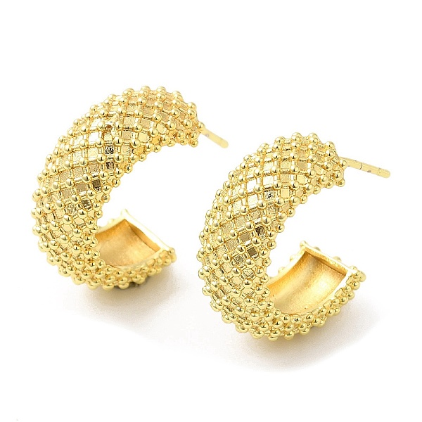 

PandaHall Rack Plating Brass Round Stud Earrings for Women, Lead Free & Cadmium Free, Real 18K Gold Plated, 21.5x8mm Brass Round