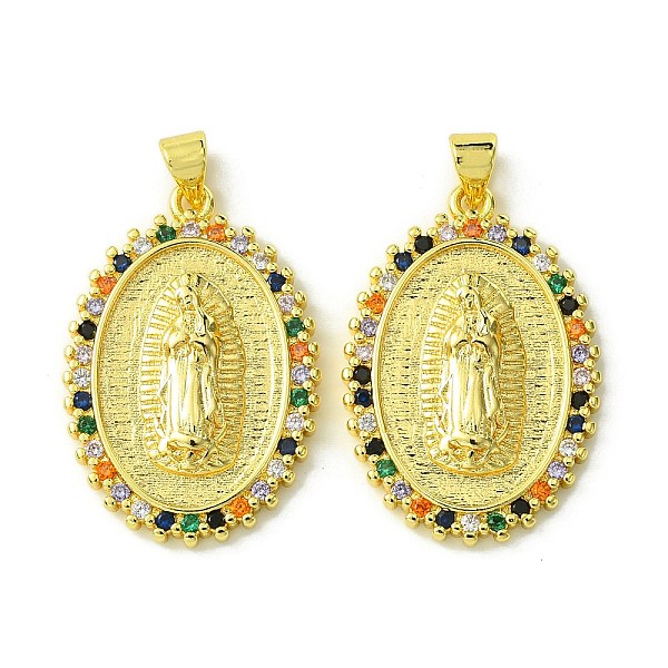 

PandaHall Brass Micro Pave Colorful Cubic Zirconia Pendants, Real 18K Gold Plated, Huamn, Oval, 29.5x20.5x3.5mm, Hole: 4x3mm Brass+Cubic...
