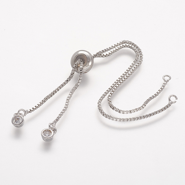 

PandaHall Rack Plating Brass Chain Bracelet Making, with Rhinestone, Long-Lasting Plated, Slider Bracelets Making, Cadmium Free & Lead Free..., Clear