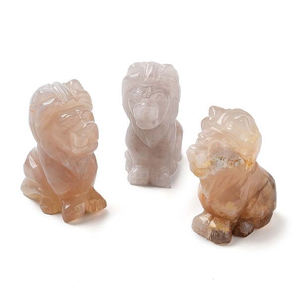 

PandaHall Natural Cherry Blossom Agate Home Display Decoration, 3D Lion, 43.5x27x53mm Cherry Blossom Agate Lion