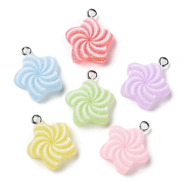 

PandaHall Opaque Resin Pendants, Druzy Star Charms with Platinum Plated Iron Loops, Mixed Color, 21x17.5x7mm, Hole: 1.8mm Iron+Resin Star..., Multicolor