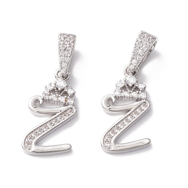 

PandaHall Eco-Friendly Brass Micro Pave Cubic Zirconia Pendants, Long-Lasting Plated, Real Platinum Plated, Cadmium Free & Lead Free, Letter...