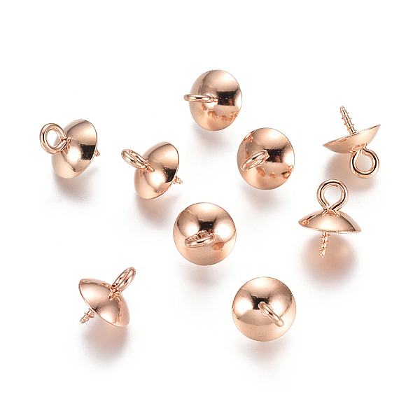 

PandaHall 304 Stainless Steel Screw Eye Pin Peg Bails, For Half Drilled Beads, Rose Gold, 10x8mm, Hole: 2mm, Pin: 1.3mm 304 Stainless Steel