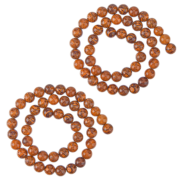 

PandaHall HOBBIESAY 2 Strands Natural Elephant Skin Jasper/Miriam Stone/Calligraphy Stone Bead Strands, Round, 8mm, Hole: 1mm, about...