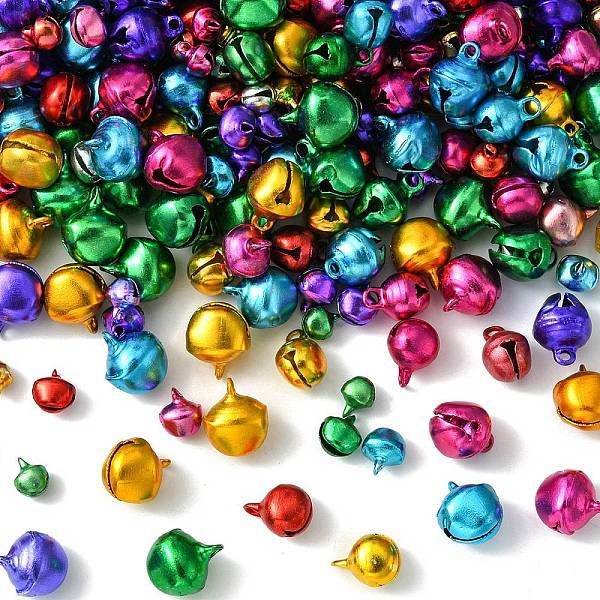

PandaHall 500Pcs 4 Styles Aluminum Bell Charms, for Jewelry Making, Mixed Color, 7~14x6~11.5x5~10mm, Hole: 1~2mm Aluminum Bell Multicolor