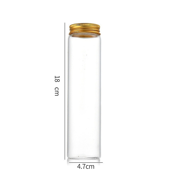

PandaHall Column Glass Screw Top Bead Storage Tubes, Clear Glass Bottles with Aluminum Lips, Golden, 4.7x18cm, Capacity: 240ml(8.12fl. oz)...