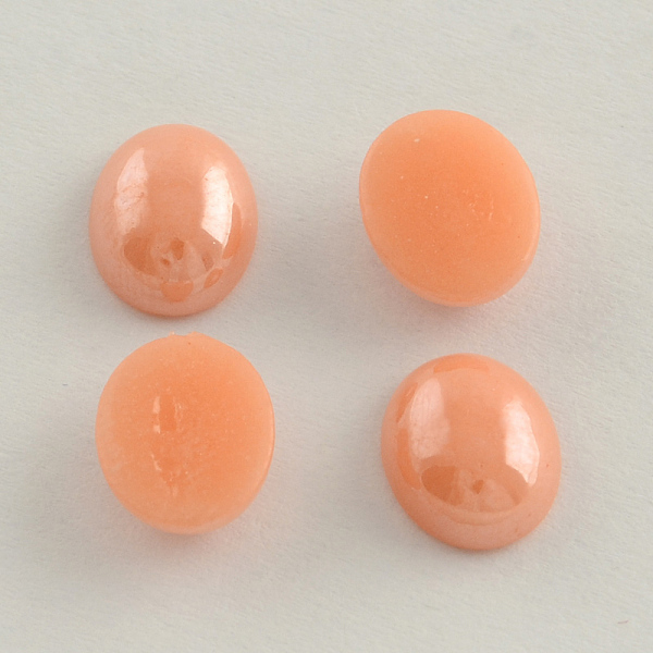 

PandaHall Pearlized Plated Opaque Glass Cabochons, Oval, PeachPuff, 6x4x2mm Glass Oval Brown