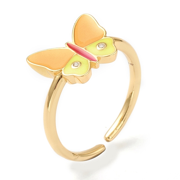 

PandaHall Brass Micro Pave Clear Cubic Zirconia Cuff Rings, Open Rings, with Enamel, Butterfly, Golden, Mixed Color, US Size 6, Inner..., Multicolor