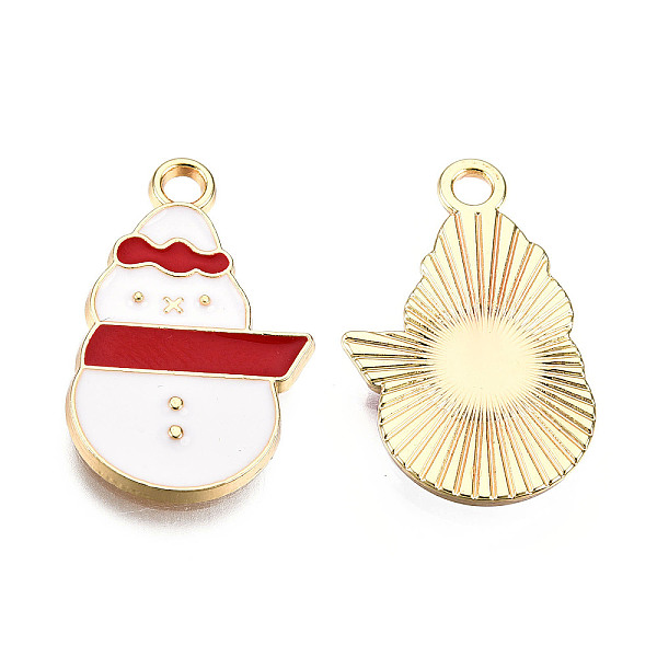 

PandaHall Alloy Enamel Pendants, for Christmas, Light Gold, Snowman, White, 21.5x14x2mm, Hole: 2mm Alloy+Enamel Human White