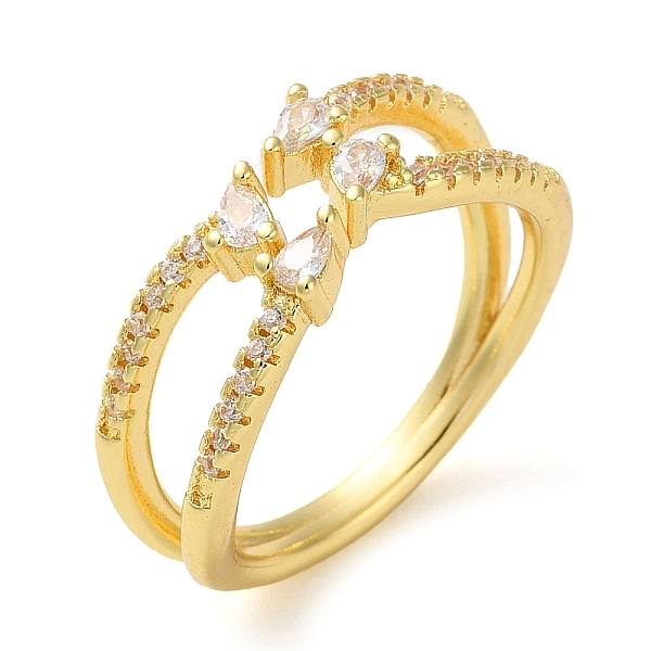 

PandaHall Plating Brass Micro Pave Cubic Zirconia Open Cuff Rings, Real 18K Gold Plated, Teardrop, Adjustable Brass+Cubic Zirconia Teardrop
