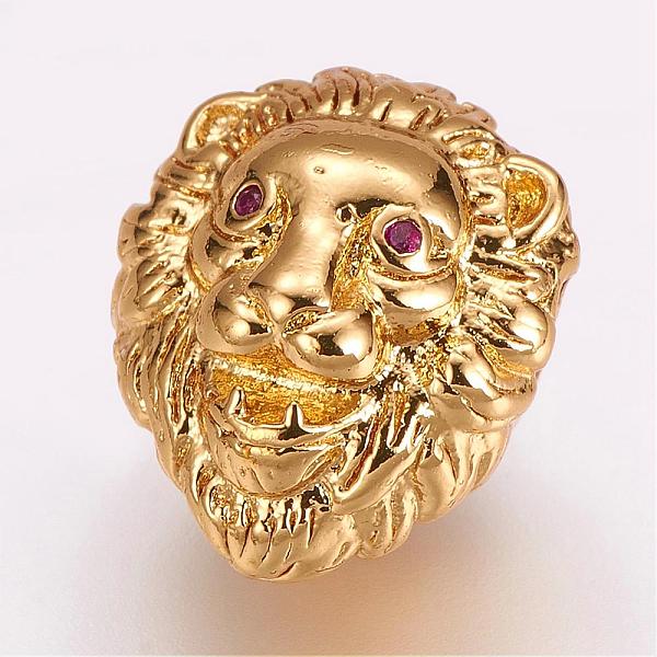 

PandaHall Brass Micro Pave Cubic Zirconia Beads, Lion, Golden, 13x11x10mm, Hole: 3mm Brass+Cubic Zirconia Lion
