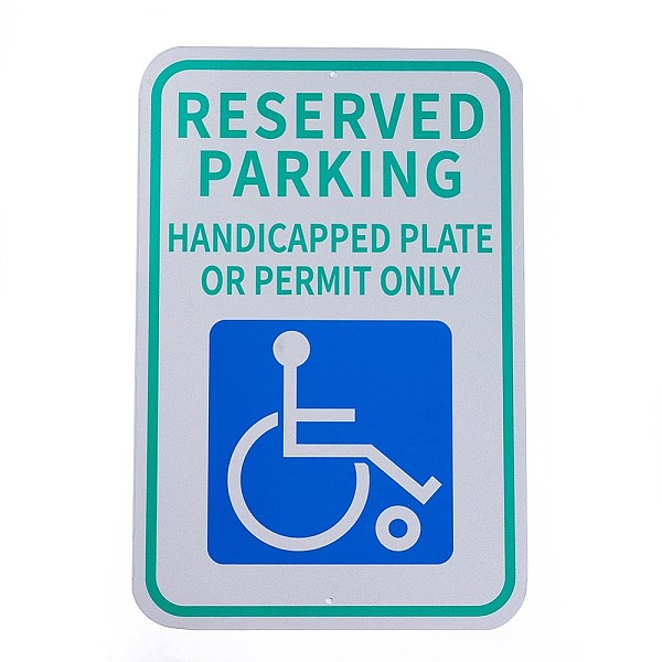 

PandaHall UV Protected & Waterproof Aluminum Warning Signs, Reserved Parking - Handicap Plate Or Permit Only Sign, Green, 450x300x1mm, Hole...