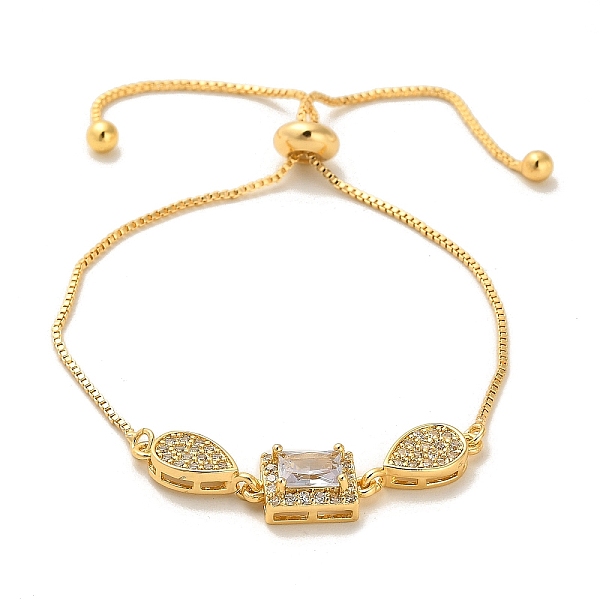 

PandaHall Cubic Zirconia Link Slider Bracelets, with Light Gold Brass Box Chains, Teardrop, Inner Diameter: 3-1/8 inch(8cm) Brass Teardrop