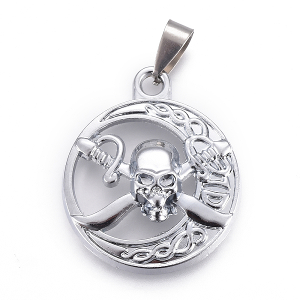 

PandaHall Tibetan Style Alloy Pendants, with Stainless Steel Findings, Flat Round with Skull, Platinum, 35x29x9mm, Hole: 4x9mm Alloy Flat...