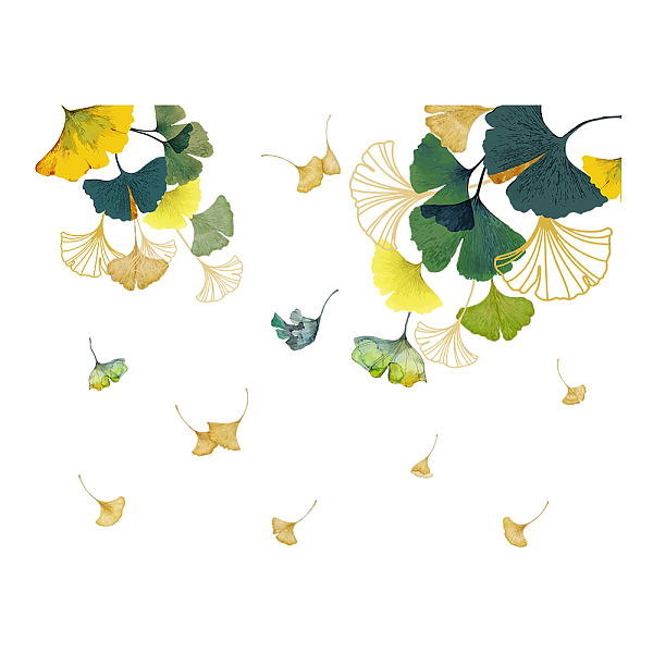 

PandaHall PVC Wall Stickers, Wall Decoration, Ginkgo Leaf Pattern, 390x1180mm PVC Leaf