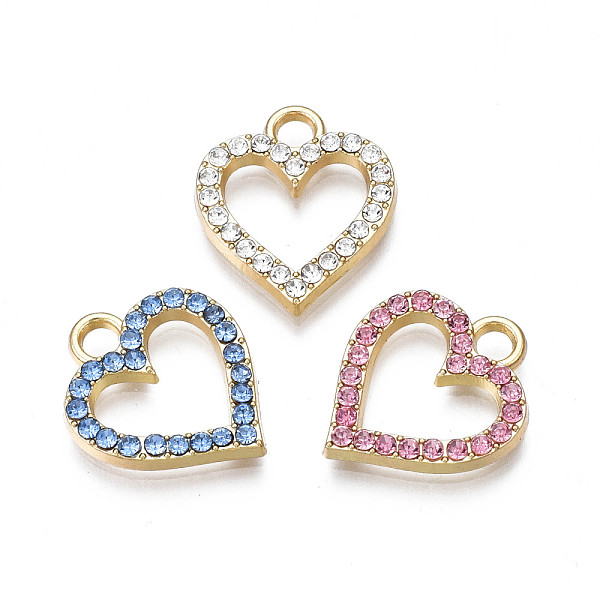

PandaHall Alloy Charms, with Rhinestone, Cadmium Free & Lead Free, Heart, Mixed Color, 17x15x2mm, Hole: 2.5mm Alloy+Rhinestone Heart..., Multicolor